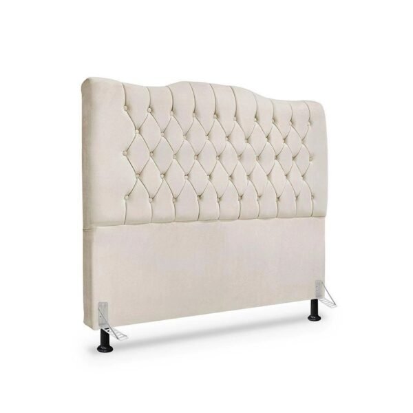 Cabeceira Cama Queen Capitone Sophia Provençal Suede Bege 60 rbl