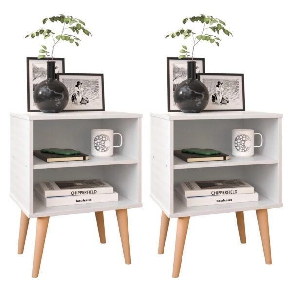 Conjunto 2 Mesas de Cabeceira Nicho Kit Mesinhas Decoração Quarto Retrô - Branco - Lojas rpm