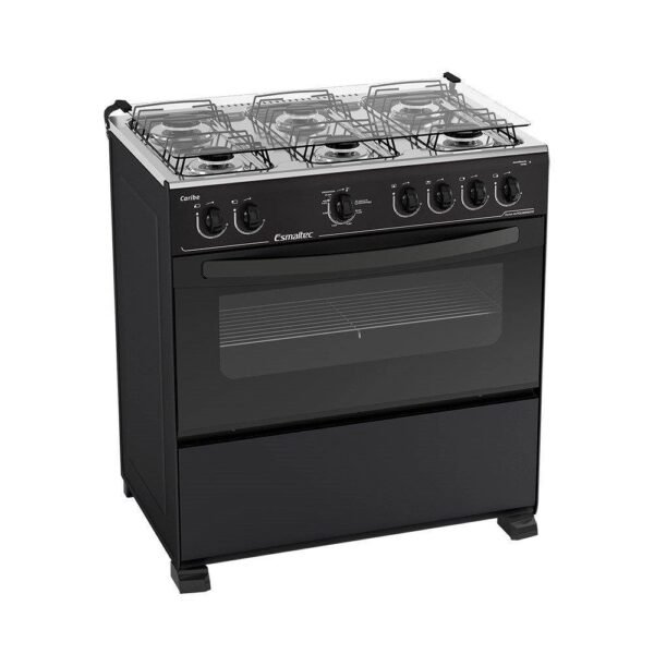 Fogão de Piso Esmaltec 6 Bocas Caribe Preto Bivolt