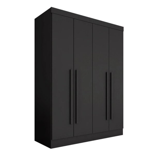 Guarda Roupa 4 Portas Solteiro Mayra Preto - Móveis Arapongas