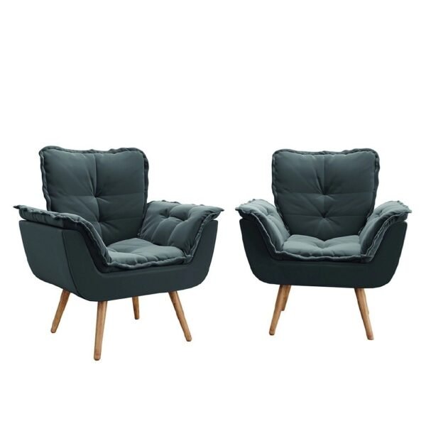 Kit 2 Poltronas Decorativas Dubai Para Sala Veludo Cinza Selmer