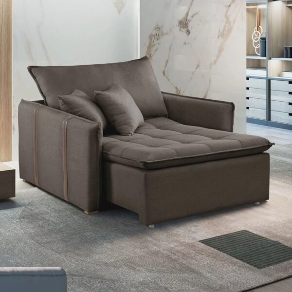 Poltrona Cama em Madeira Eucalipto 110 cm Detroid Yescasa Veludo