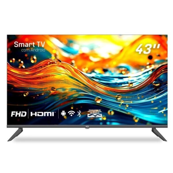 Smart TV 43 hq Full HD hdr tela sem bordas Android 11 design Slim Processador Quad Core Espelhamento de tela HQSTV43N