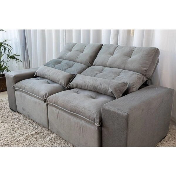 Sofá Retrátil e Reclinável 1,50m c/ 02 Módulos em Tecido Suede Cinza
